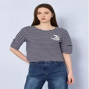 [더아이잗]스트라이프 자수 포인트 티셔츠 IP4A0SL051-1_CC