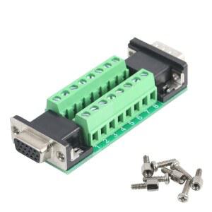 JIENK 1PCS VGA HDB15 3열 남녀 브레이크아웃 보드 RS232 SUB 직렬에서 15핀 포트 터미널 젠더 체인저 커넥터