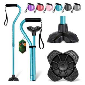 베네케인 보행 지팡이 조절 가능한 지팡이와 오프셋 소프트 쿠션 손잡이 남성 및 노인을 위한 편안하고 추가적인 안정성 베이스 이동 보조 장치