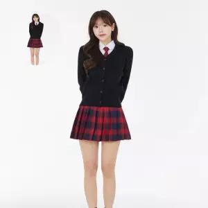 치마 A라인 체크 테니스 스커트(레드) 교복 유니폼