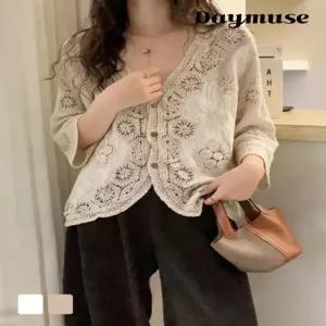 [모어오브]로잘린 셔츠 펀칭 레이스 블라우스 탑