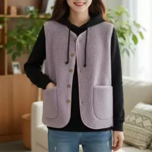 다온나들  이너 겨울 여성용 데일리 조끼 보온 엄마 베스트 뽀글이 경량