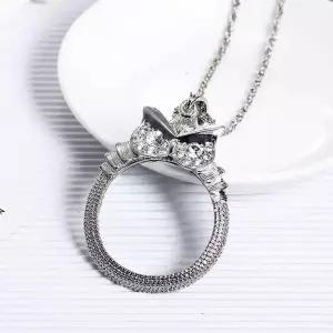 TBZ 골드 돋보기 롱스타일 실버 지르코니아 목걸이 긴 휴대용 부엉이