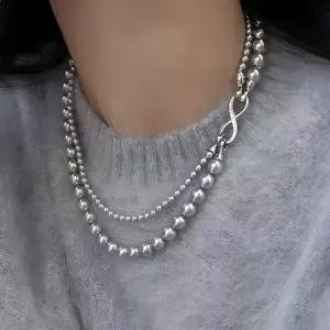 TBZ 포인트 목걸이 패션 흑진주 지르코니아 고리 쉘비즈