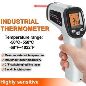 휴대용 비접촉식 온도계 백라이트 LCD 디스플레이 디지털 레이저 측정 범위 -50 ° C에서 550까지 C형 건