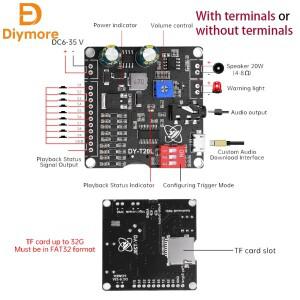 DY-T20L DC6-35V 10W20W 음성 MP3 재생 제어 모듈 일대일 트리거 오디오 USB 플래시 드라이브 TF-T20L 마이