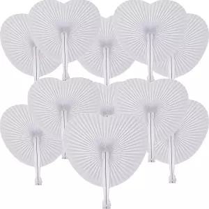 베스티지 12개 화이트 페이퍼 선풍기 여성용 접이식 휴대용 신부 손님 교회 파티용 하트 웨딩 장식 손