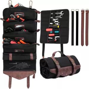 케미모토 롤업 툴백 빈티지 오일 왁스 캔버스 정리함 모터사이클 UTV ATV 휴대용 탈착식 파우치 렌치