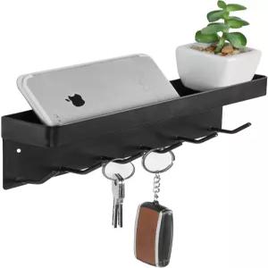 메일 홀더와 캐치올 액세서리 선반이 있는 벽 입구용 마이기프트 장착 블랙 메탈 키 랙