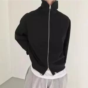 가을 캐주얼 빈티지 하이넥 스포티 남자집업가디건 카디건 솔리드 긴팔 더블 맨투맨 집업 ible3