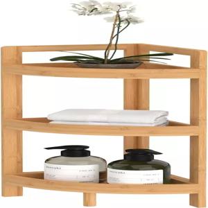 옷장 메이드 코너 선반 디스플레이 있는 3단 바닥 서 책장 작은 공간 유닛 식물 스탠드 대나무 나무