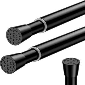 창문 텐션 커튼 로드용 소형 12~19인치 조절 가능한 스프링 도어 옷장 주방 블랙 2팩용 드릴이 없습니다