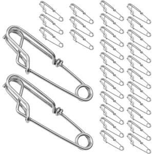 Mrxxjz 낚시 스위블 스냅 30피스 키트 18x60mm-스테인리스 스틸 로드 클립 태클 커넥터 - 다운리거 릴리즈, 미끼 리깅, 메기 크랩 루어 용 퀵