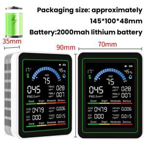 WiFi Tuya 10-in-1 공기질 감지기 CO2 모니터 PM0.3 PM1.0 PM2.5 포름알데히드 온도 및 습도 측정기