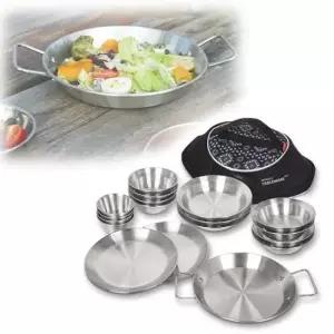 캠핑그릇세트 감성 캠핑 스텐 접시 그릇 팬 플레이트 식기세트(18P)