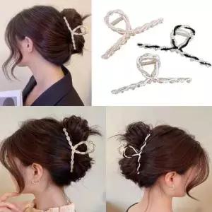 큰집게핀 숱많은 올림머리 반머리 헤어 왕 집게핀 진주 집게삔