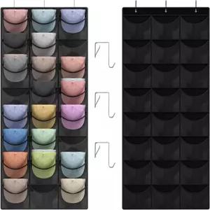 야구 모자를 위한 졸리글램 정리함 24개의 더 깊은 포켓 선반 3개의 후크가 달린 문용