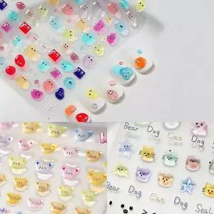 [에스에스_62]동물 젤리네일스티커 엠보 젤리스티커 5D 3종