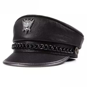 남자 여자 천연 양가죽 해군 모자 가죽 밀리터리캡 독일군 군모 베레모 