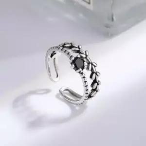 은반지 흑요석 레이어드 투라인 잎 반지 커플 예쁜 가족 학생