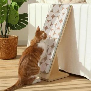 실내 고양이를 위한 후쿠마루 긁힘 램프 23.66인치 우드 L자형 보드 교체 가능한 판지 패드 소파 벽을 수직
