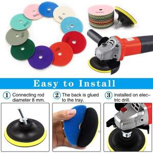 A84E-12Pcs 3 인치 다이아몬드 연마 패드 세트 화강암 석재 콘크리트 대리석 바닥 그라인더 폴리셔 용 습식