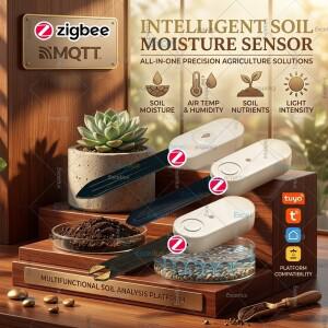 스마트 지그비 토양 테스터, 수분, 햇빛 럭스, 비옥도, 공기 온도 및 습도 센서 (Tuya Smart Life, Home As