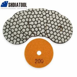 SHDIATOOL 6개 80mm G # 200 수지 본드 유연한 다이아몬드 건식 연마 패드 직경 3 인치 화강암 대리석 세라