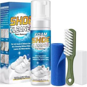예르다라 신발 클리너 키트 브러시 타월이 포함된 6.76온스 화이트 스니커즈 가죽 캔버스 니트용 클리닝 폼
