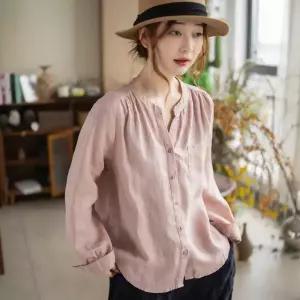 여자셔츠 롱루즈핏 린넨 셔츠 춘추 긴팔 상의 카디건 원템3