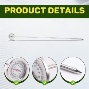 Y42A-긴 줄기 퇴비 토양 온도계 - 빠른 응답 스테인레스 스틸 20인치 측정 프로브 화씨 및 섭씨