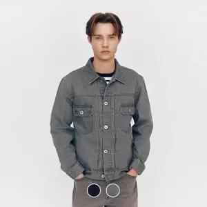 백화점 지오다노 남성 간절기 레귤러핏 코튼 데님 트러커 청자켓 075508