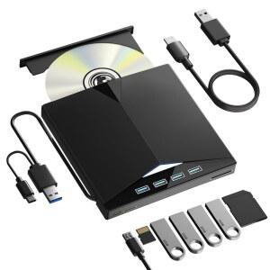pc용 외장 cd/dvd 드라이브, 휴대용 7인치 리더, 4개의 /macos용 포트와 usb, tf/sd /7 드라이브 슬롯이 3.0 cd 버너용 /8 11 있는 dvd 버너 카드 /10 /xp windows usb /linux