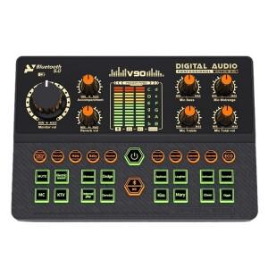 New-V90 사운드 카드 전문 오디오 콘덴서 마이크 스튜디오 노래 가라오케 팟캐스트 녹음 라이브 스트리밍