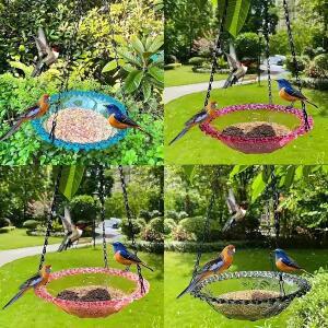 1개 다용도 색상별 걸이식 새 모이통 새와 물 이중  플라스틱 체인 구조 벌새 유인