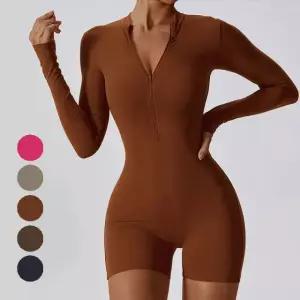 필라테스복 점프수트 요가복 올인원 레깅스 여성용 지퍼 운동복 슈트 어깨