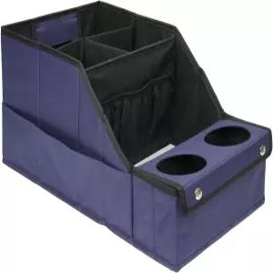 멀티소프트 카시트 정리함 11개의 수납 공간과 2개의 컵 홀더가 있는 뒷좌석 카 파란색