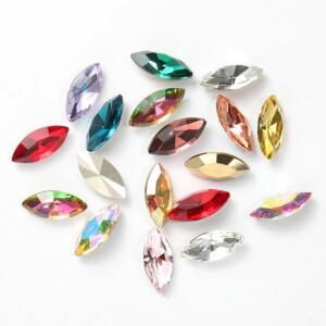 주얼리 제작용 Navette 유리 라인석 반짝이 포인트백 바느질 액세서리, K9 크리스탈 비즈, 5x10mm