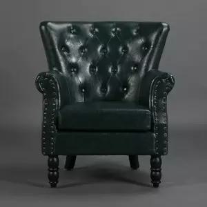 엔틱쇼파 윙체어 가죽 거실 빈티지 클래식 앤틱 소파 다크그린 인테리어 일인 의자116216