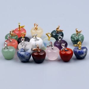 10개 믹스 원석 미니 사과 모양 장식품 정원 컬러 크리스탈 미네랄 스톤 공예 치유 표본, 명상 홈 데코