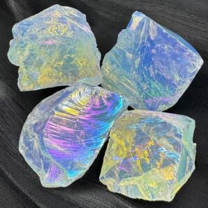 오라 오팔라이트 크리스탈 전기도금 글리터 원석 미네랄 표본 홈룸 장식 레이키 힐링 선물