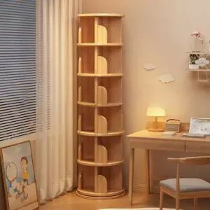 회전 책장 360도 도서관 라운드 거실 책꽂이 서재 원목 북셀프 코너