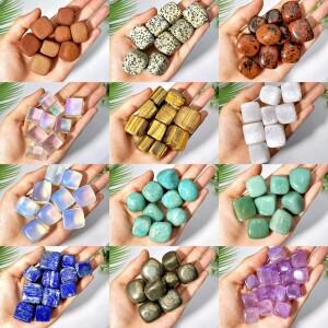 멀티 재료 큐브 천연 텀블드 크리스탈 스톤, 석영 광물, 보석, 집 장식, 선물, 10-30mm, 5 개