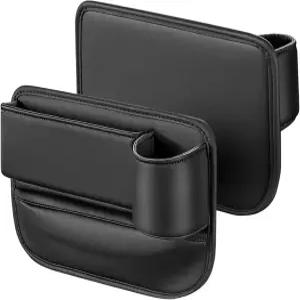 토요스포츠 2종 카시트 갭 필러 정리함 컵 홀더가 있는 가죽 보관함 케이블 홀 자동차용 클러터 캐처