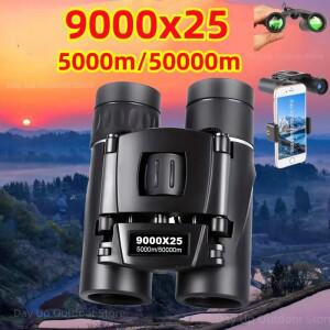 9000x25 HD 줌 휴대용 강력한 쌍안경 장거리 BAK4 망원경 Jumelles 야외 사냥 캠핑을위한 접이식 광학