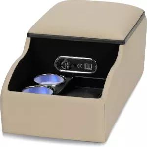 무선 충전 휴대폰 홀더 컵이 있는 유니버설 센터 콘솔 암레스트 정리함 트럭 벤치 시트 뒷좌석 밴 카