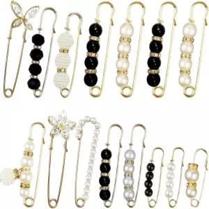 15피스 진주 브로치 안전핀 옷 스웨터 숄 칼라 드레스 가디건 셔츠 청바지 장식 액세서리 (패션)