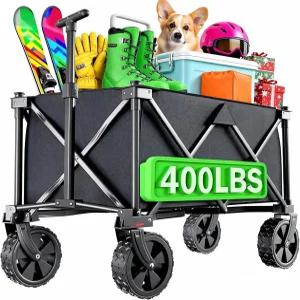 보 자딘 접이식 카트 큰 바퀴 400LBS 용량의 유틸리티 경량 왜건 스키 얼음 낚시 캠핑 정원 쇼핑