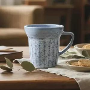 도자기 이천도자기 수공방 Y형 머그컵 블루 물컵 홈카페 선물용 450ml