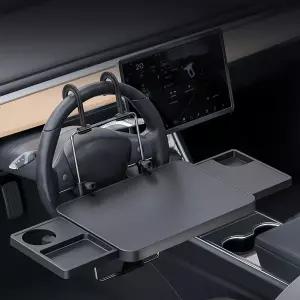 업그레이드된 자동차 책상 더블 드로어 버전 스티어링 휠 테이블 노트북용 다기능 트럭 팔레트 마운트 푸드